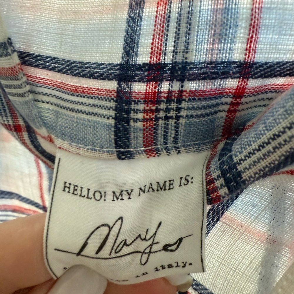 Frank & Eileen White Shirt Dress with Red and Blue Plaid. Size S. NWOT. - Picture 4 of 6